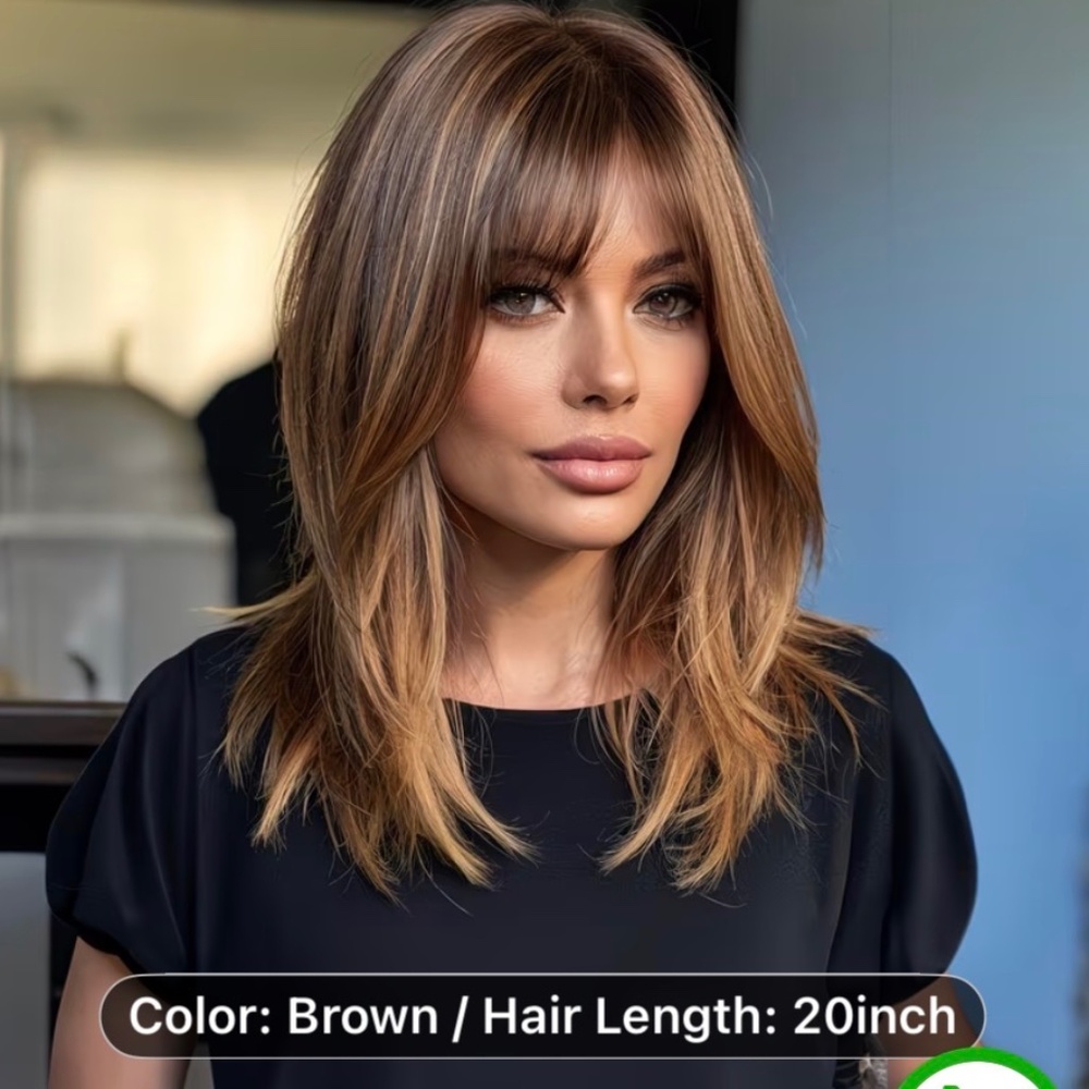 22” Elegant & Realistic Women's Brown to Blonde Synthetic Straight Wig